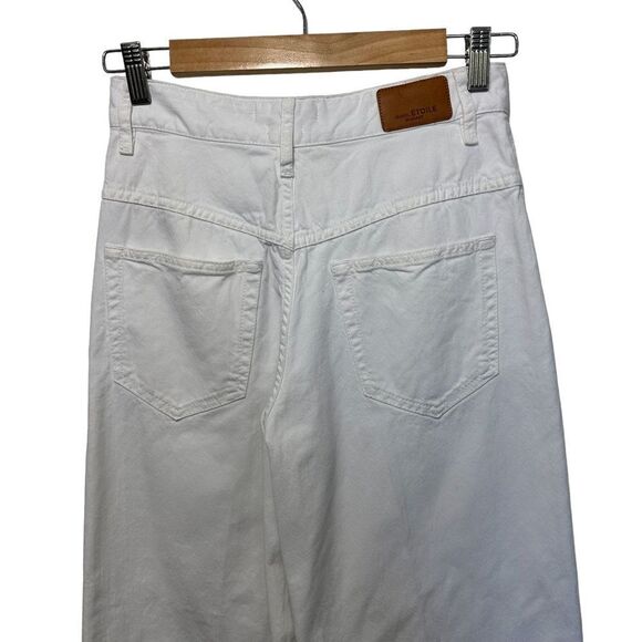 Isabel Marant White High Rise Wide Leg Cropped Raw Hem Cabrio White Jeans, 2 - Picture 5 of 16